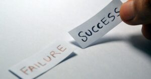 learning from failure represented by paper with failure and paper with success