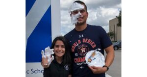 Example, Build relationships with students, me and a student after I got pied in the face